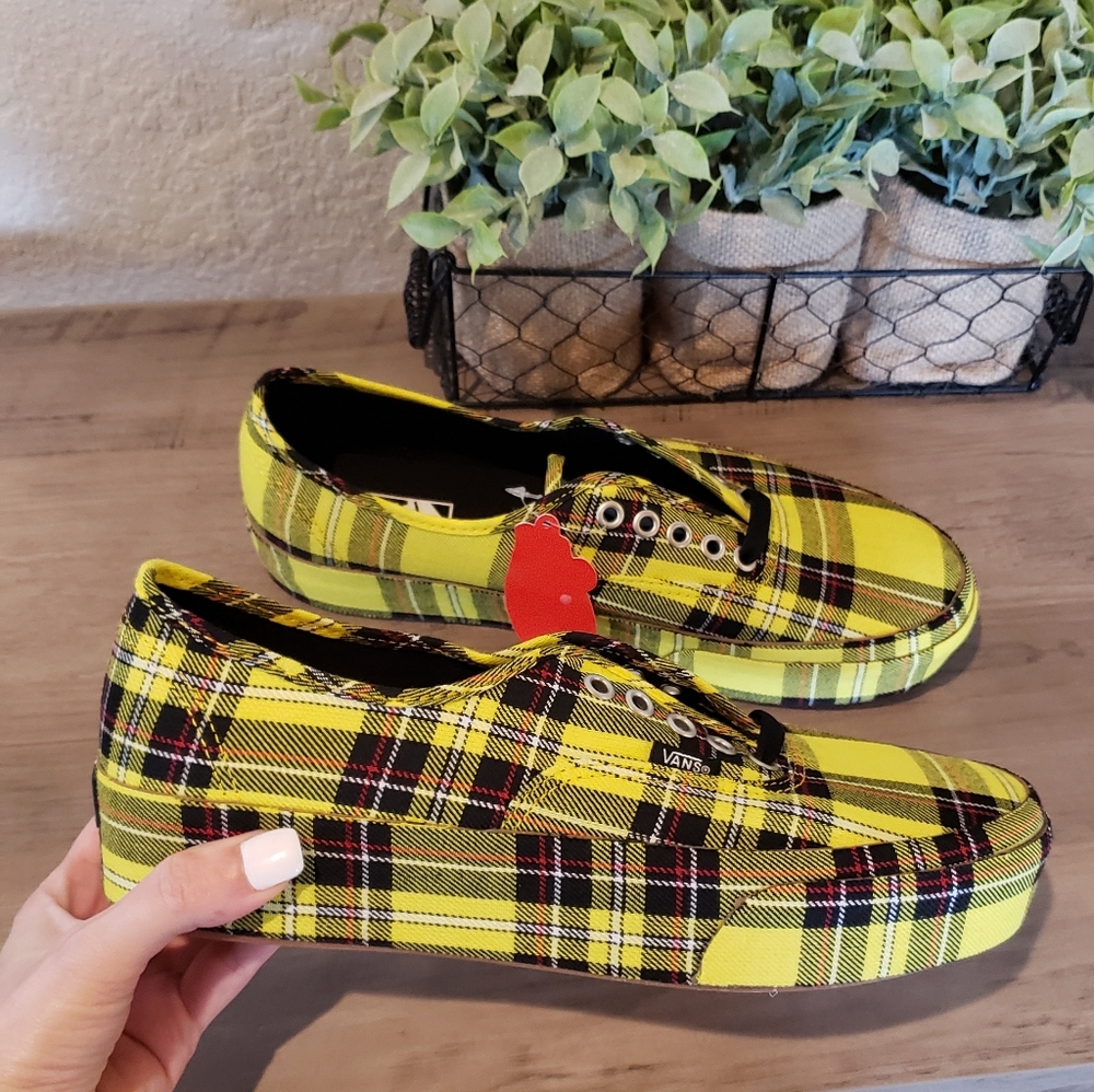 Vans Yellow Plaid Athletic Shoes
